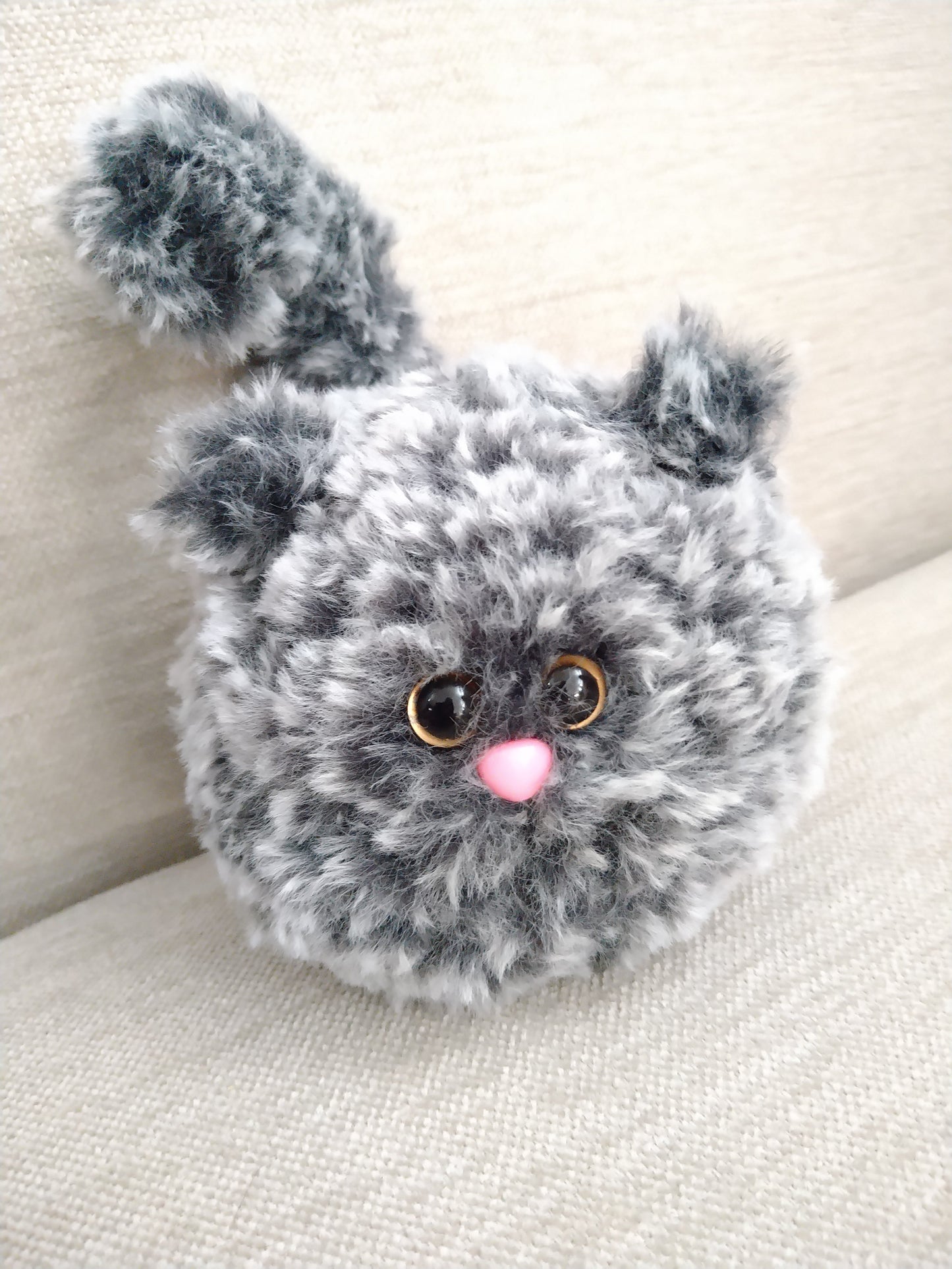 Grey Fluffy Round Cat