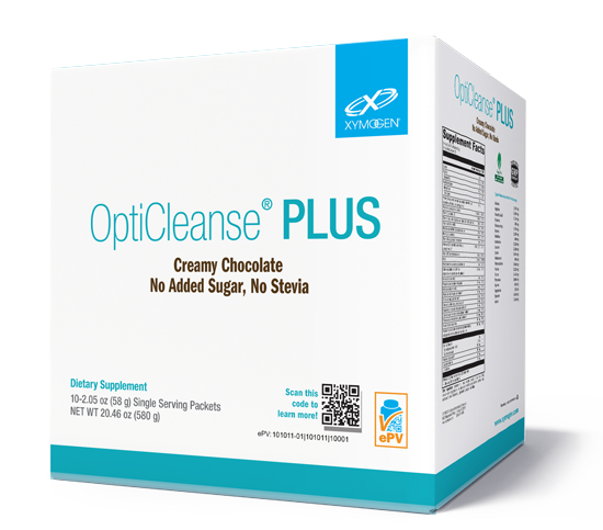 XYMOGEN OptiCleanse Plus No Sugar, No Stevia Creamy Chocolate 10 Packets