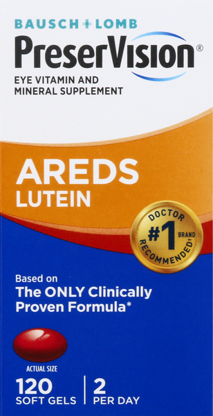 Bausch + Lomb PreserVision Eye Vitaming & Mineral Supplement AREDS Lutein Soft Gels