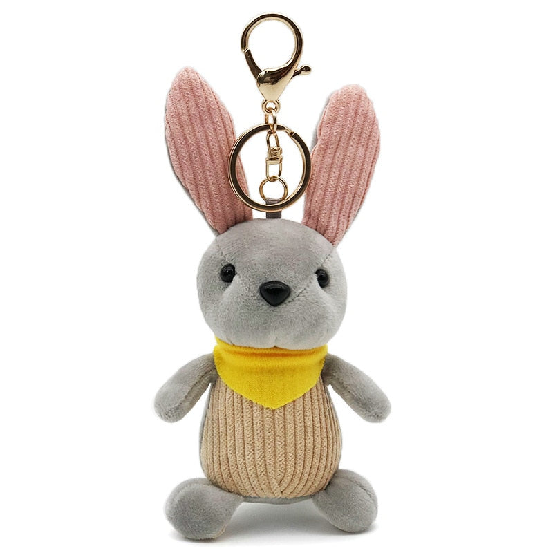 Cute Cartoon Animal Plush Toy Keychain Backpack Bag Keychain Bear Elephant Raccoon Monkey Shark Dinosaur Lion Omelette Cute