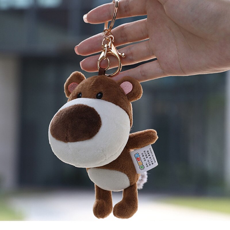 Cute Cartoon Animal Plush Toy Keychain Backpack Bag Keychain Bear Elephant Raccoon Monkey Shark Dinosaur Lion Omelette Cute