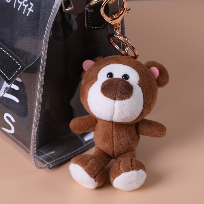 Cute Cartoon Animal Plush Toy Keychain Backpack Bag Keychain Bear Elephant Raccoon Monkey Shark Dinosaur Lion Omelette Cute