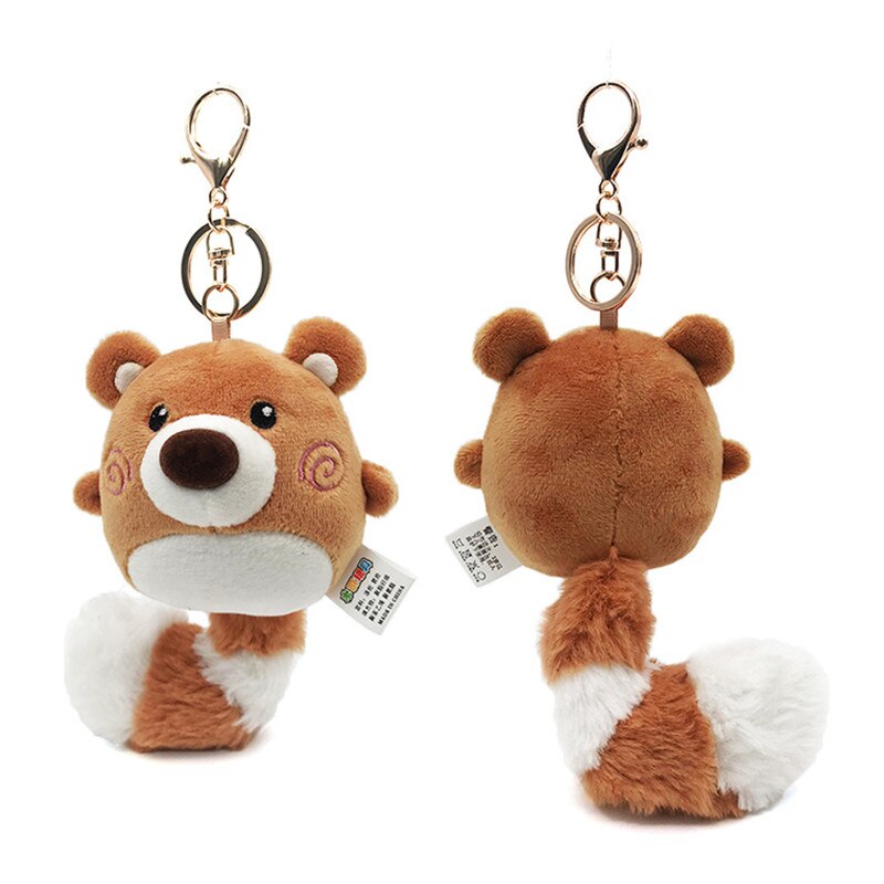 Cute Cartoon Animal Plush Toy Keychain Backpack Bag Keychain Bear Elephant Raccoon Monkey Shark Dinosaur Lion Omelette Cute
