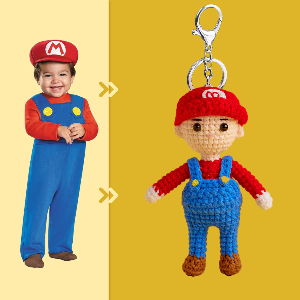 Full Body Customizable 1 Person Custom Crochet Doll Personalized Gifts Handwoven Mini Dolls - Mario