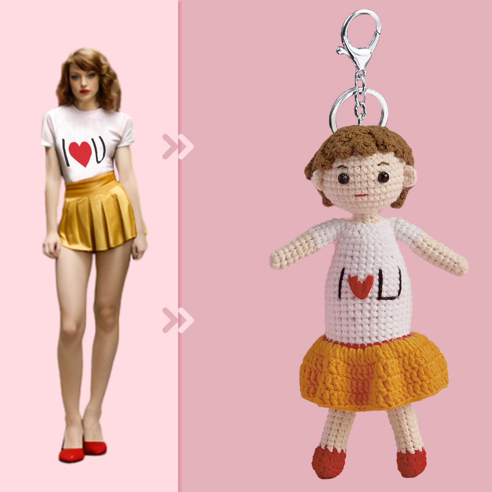 Full Body Customizable 1 Person Custom Crochet Doll Personalized Gifts Handwoven Mini Dolls - I Love U Girl