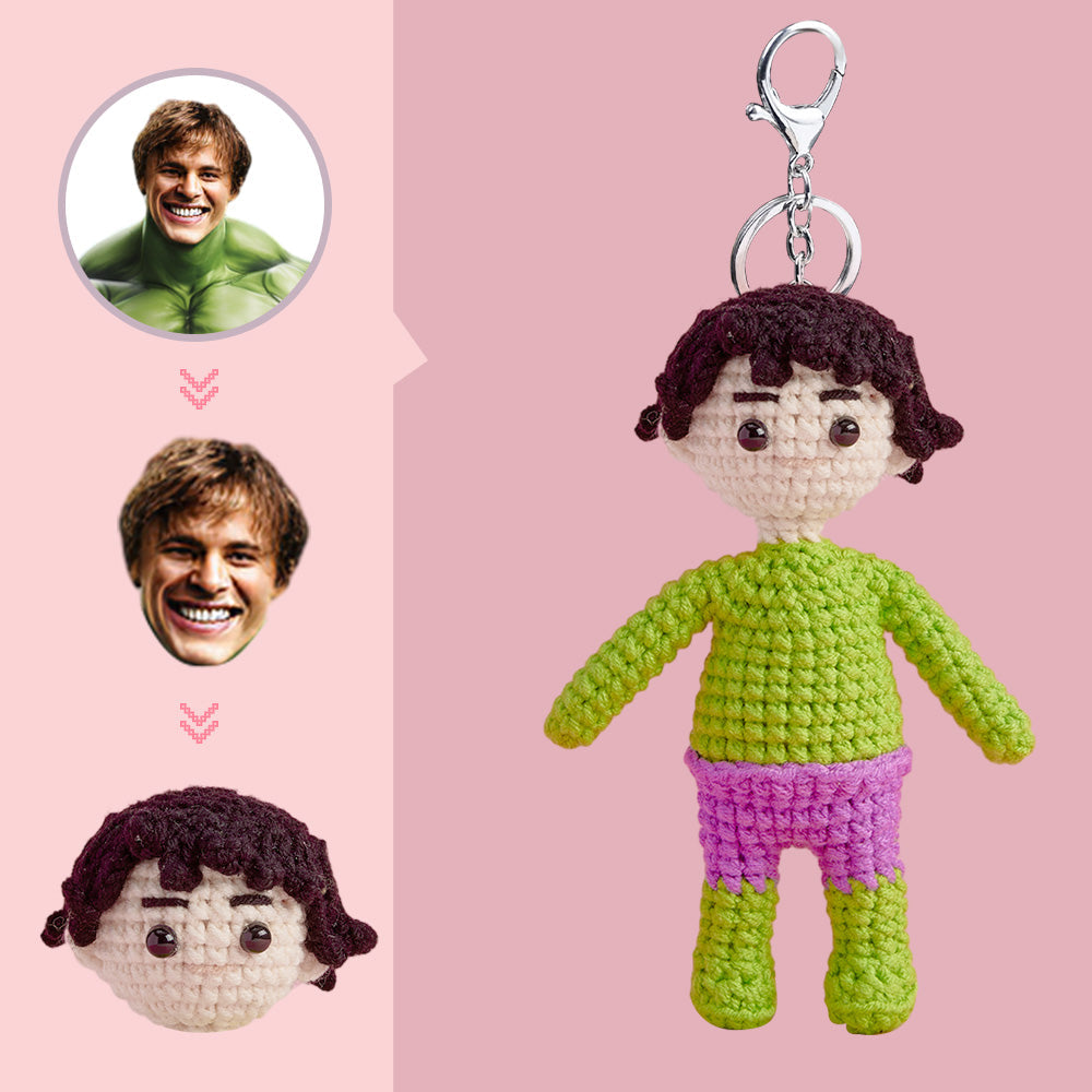 Custom Face Crochet Doll Personalized  Handwoven Mini Dolls Gifts - Hulk