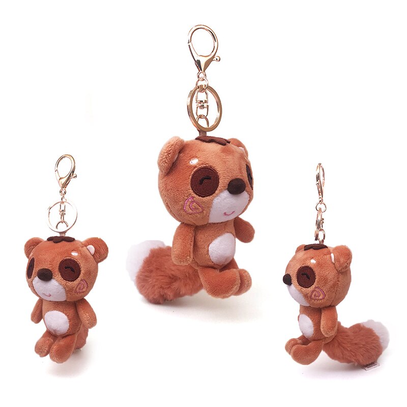 Cute Cartoon Animal Plush Toy Keychain Backpack Bag Keychain Bear Elephant Raccoon Monkey Shark Dinosaur Lion Omelette Cute