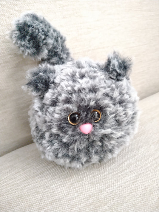Grey Fluffy Round Cat