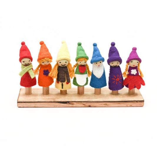 Rainbow Colourful Gnomes Finger Puppet Set